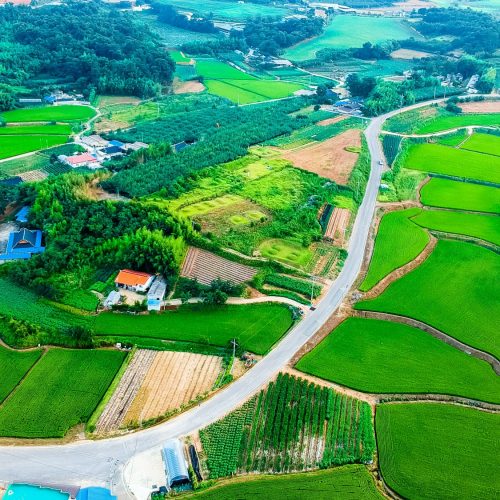 Drone view of farm land